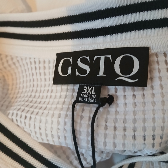 GSTQ White V Neck Quarterback Tee Shirt 3XL - Picture 9 of 12